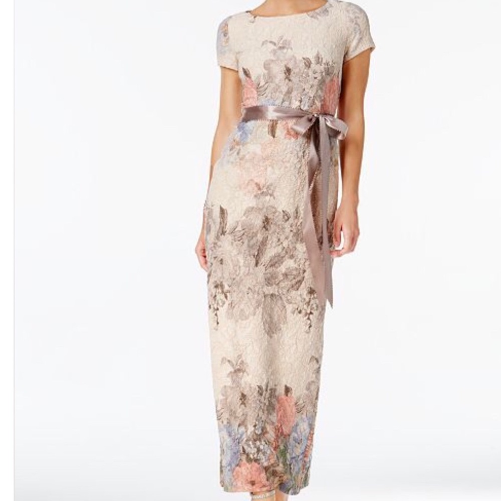 Floral-Print Column Gown